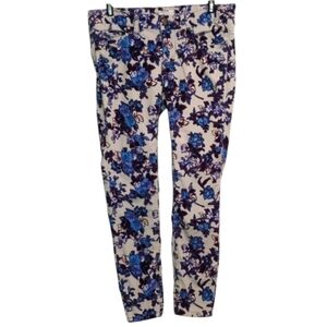 Free People Women's Floral Gray and Purple Hippie Boho Curduroy Jeans Size 27